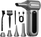 KEPEAK Electric Compressed Air Duster, 130000RPM Cordless Rechargeable Air Duster with Brushless Motor, 4 Gear Adjustable Dust Blower for Computer, Keyboard, Home, Outdoor-Replace Compressed Air Can