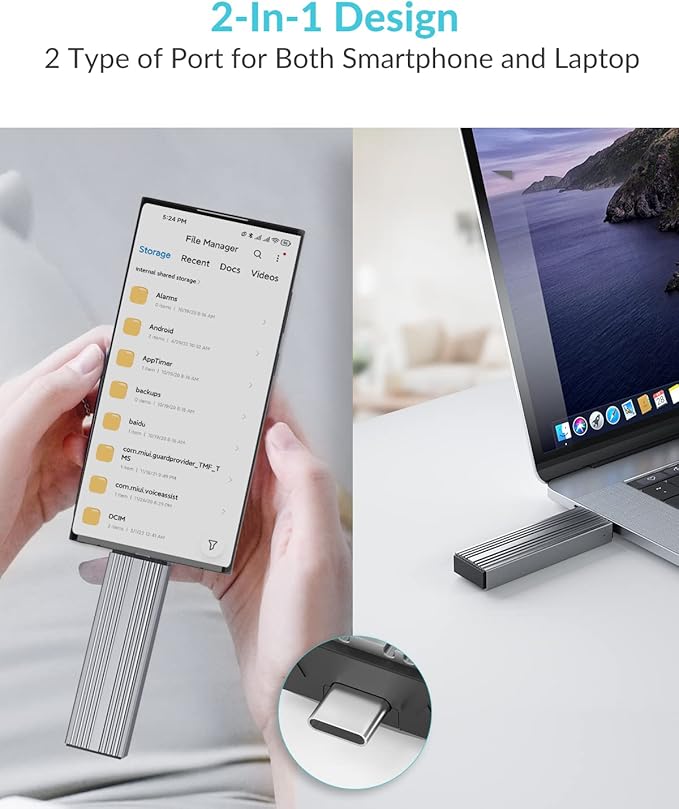PHIXERO 10Gbps SSD Enclosure, Tool-Free and Wireless. Compactible with NVME/SATA SSD Size 2230/2242/2260/2280