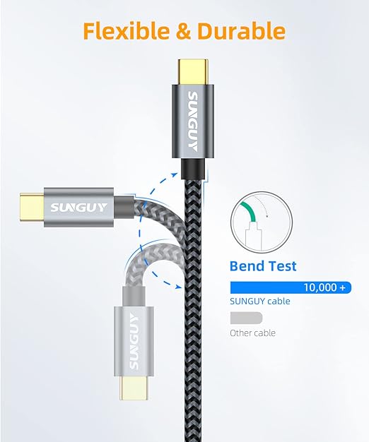 SUNGUY 5Pack 10Gbps Micro B to USB C Hard Drive Cable 1FT, USB 3.1 USB C to Micro B Cable, High-Speed External Hard Drive USBC Cord for iPhone 15, MacBook Pro/Air, WD Toshiba Westgate Seagate