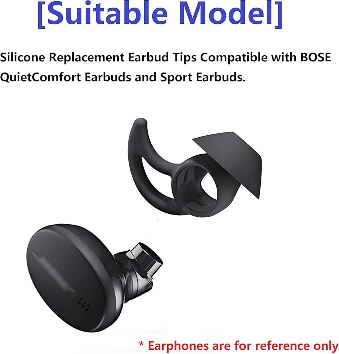 Silicone Earbud Tips 3 Pairs, Medium Replacement Eartips, Soft Earbud Tips Compatible with Bose QuietComfort Earbuds and Sport Earbuds,Black