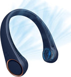 CIVPOWER Neck Fan: Portable Personal Neck Cooling Rechargeable Bladeless Fan - Hands Free 3 Speed 4000 mAh Battery USB Operated Wearable Headphone Design - for Men Women Outdoor Indoor (Dark Blue)