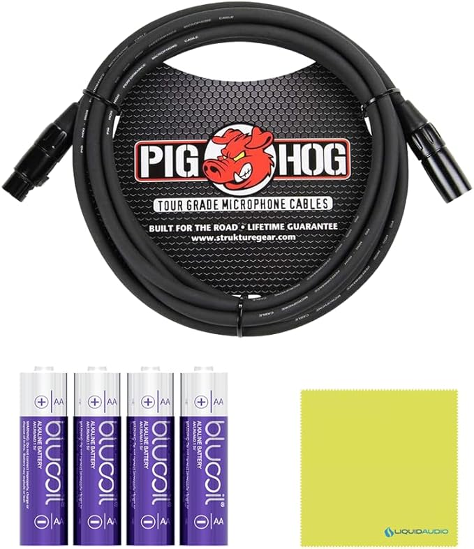Liquid Audio Sennheiser ew IEM G4-Twin-A Wireless in-Ear Monitoring System Bundle w/Pig Hog PHM10 8mm Mic Cable, 4-Pack Blucoil AA Batteries Polishing Cloth