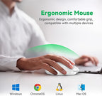 Bluetooth Mouse (BT5.0/3.0 & 2.4G) Rechargeable Wireless Mouse 2.4GHz with USB A Receiver, 4800 DPI Optical Tracking, 6 Adjustable DPI, Quiet Clicks, 6 Buttons, Wide Compatibility - White