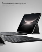 Universal Keyboard Case for 9-11 Inch Tablets, Bluetooth Detachable Keyboard for Android Tablets/iPads/Galaxy Tabs, Magnetic Backlit Keyboard with Washable Adhesive Mount & Any-Angle Stand & Trackpad