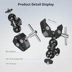 SMALLRIG Super Camera Clamp Mount 2-Pack, Double Ball Head Magic Arm Adapter, Fence/Desk/Tripod Mount for Monitor/Light/Camera, for Insta360, for Gopro, for Osmo Pocket 3, 5321