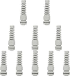 LeMotech 10Pcs NPT 3/8" IP68 Waterproof Cable Gland Flex Spiral Strain Relief Grey Nylon Joint with Gaskets for 5-10mm Wire Thread