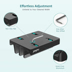 Vertical Laptop Stand - SPACEMax Adjustable GRIPLock Anti-Tip Silicone 4 Slots Aluminum Desktop Holder - Double Dock Stand - 2 Phone Slots Fits Up to 17.3” Laptops, Tablets, Phones - Black