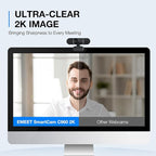 EMEET C960 2K Webcam with Microphone, 2K QHD, 2 Noise-Reduction Mics, TOF Autofocus Streaming Webcam with Privacy Cover, Plug&Play USB Webcam for Calls/Conference, Zoom/Skype/YouTube, Laptop/Desktop