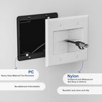 iwillink 2 Gang Brush Wall Plate with Mounting Bracket, Pass Through Wire Hider for Cable Management, Ethernet Cables, HDMI Cables and Home Theater Systems, 2 Pack