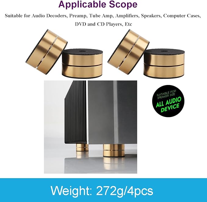 Audiocrast HiFi Speaker Spikes Stand Feet Shock Absorber Feet Pads Isolation Feet 40mm×23mm Aluminum with Balls for Audio Speaker Subwoofer CD DVD Amplifier Turntable DAC