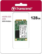 Transcend 128GB mSATA SSD with Dram Cache, Up to 550MB/s, Mini SATA III 6G/s Internal Solid State Drive for Ultrabook, Desktop, Tablet, PC, GPS, Server, 3D TLC NAND Flash, LDPC Error Correction, ECC