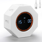 Rechargeable Pomodoro Timer, 8-Angle Auto-Rotating Screen with Gravity Sensor, Digital Timers for Classroom, Small Kitchen Timers for Cooking, Work and Study (Pearl White)
