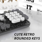 Wireless Keyboard and Mouse, KOOTOP Cute Keyboard and Mouse, 2.4G Wireless Keyboard with Retro Round Keycap for PC, Mac, Laptop,Tablet,Computer Windows (Grey)
