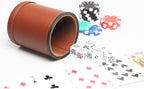 Leatherette Dice Cup with Poker Dice, Felt Lining Quiet Shaker for Playing Yahtzee/Farkle/Liars Dice,