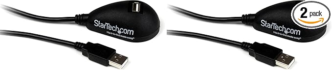 StarTech.com 5ft USB 2.0 Extension Cable - Male to Female - 5 ft USB A to A Extension Cord for Laptop, Desktop, Tablet, Webcam & More (USBEXTAA5DSK), Black (Pack of 2)