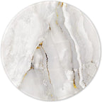 ITNRSIIET Round Mouse Pad with Stitched Edge Premium-Textured Waterproof Non-Slip Rubber Base Desktop Protection Mat Diameter 8.7 inches, White Textured Marble