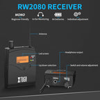 XTUGA RW2080 Wireless in Ear Monitor System 4 Bodypacks UHF IEM System, Dual Channel Mono Design Stage Monitors Earphone with 40 Frequencies, 300Ft for Band, Studio or Musicians, 902-928mhz