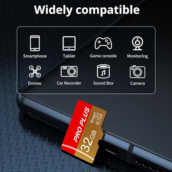 2 Pack TF Card 32GB with Adapter, High Speed Memory Card, UHS-I C10 A1 Memory TF Card for Tablet/Mobile Phone/Camera/Car Audio/Game Console (TF162 Red Gold 32GB)