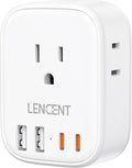 LENCENT Multi Plug Outlet Extender with USB, 4 AC Electrical Outlet Expander with 4 USB Charger Cube(2 Type C), Small Multiple Wall Tap Plug Splitter for Home Office Travel Cruise Dorm Essentials