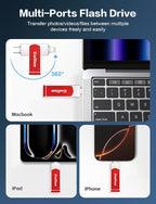 Gulloe 512GB Flash Drive Intended for iPhone, Memory Stick Storage for Photos and Videos Backup, Compatible with iPhone iPad Android PC, Plug and Play, No Application Required (Red)
