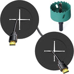 TV Wire Hider Kit for Wall Mount TV, White in Wall Cable Management Kit, Includes 2 Pass Throughs and Hole Saw Drill Attachment for Easy Install(Black) (RO-YCX-2P-BK)
