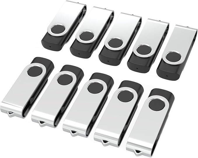 USB Flash Drives 16GB 10 Pack, Wooolken USB 2.0 Thumb Drives with Keychains Memory Stick USB Drive Pendrive for PC Laptop Computer (Black)
