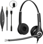 Callez Computer Headset, 3.5mm Cell Phone Headset with Mic Noise Cancelling, USB-C Wired Headphone for PC Laptop Mac iPhone Samsung Zoom Teams Call Center Home Office Work, in-line Controls