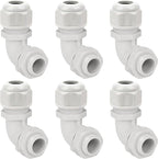 LeMotech M20 Cable Gland, 90 Degree Adjustable 9-14mm Strain Relief, Cord Connectors Nylon Joints with Gaskets, 6 Pcs, Grey