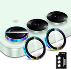 for Samsung Galaxy S25 Camera Lens Protector, Individual Metal Ring Tempered Glass Lens Cover, [Strong Adsorption] Scratch Resistant Ultra-Thin HD Clear Lens Cover, 1 Set-Colorful Ring