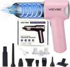 Handheld Car Vacuum Cleaner, 21000PA 4 in 1 Portable Rechargeable Brushless Motor Mini Cordless Car Cleaner, 120W High Power with Multi-Nozzles for Home Office Pet, Present for Girl Women Pink