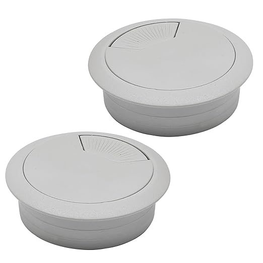 Desk Grommet 2" (50 mm), Desk Cord Hole Cover, Cable Grommet ABS Plastic, Desk Hole Grommet for Office and Home Table Cable, Detachable Adjustable Cable Cord Organizer (Light Grey 2 Pcs)