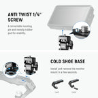NEEWER Camera Monitor Mount with Cold Shoe (2 Pack), Anti Twist 1/4" Screw for 5" & 7" Field Monitor Compatible with Atomos Ninja V, 360° Swivel & 180° Tilt Damping, Compatible with SmallRig, MA006