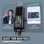 FIFINE USB-Podcast-Condenser-Microphone for Studio-Recording/Computer-Streaming, Desktop-Metal-Mic for YouTube Music Vocal Creation, with Monitor-Mix Volume-Control, Low-Cut Switch (PROFILE3)
