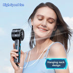 2pcs Portable Handheld Turbo Fan with 7000rpm High-Speed Motor USB Rechargeable Cooling Personal Fan 4-Speed, 4-16H Runtime, with Lanyard for Outdoor Travel, Women, Kids, Summer Gift