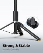 TODI 63" Cell Phone Selfie Stick Tripod, Portable Tripod for iPhone with Wireless Remote, Extendable Smartphone Stand, All-in-1, Compatible with iPhone/Android