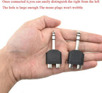 Hahiyo 3 M-2x6.35 RCA F-TRS Stereo Plug Interconnect Audio One Male 6.35mm(1/4 inch) and Two Females 3mm(1/8Inch) Adapter Splitter Good Signal Sound Snap Tight Not Wobble for Guitar Black 2pcs