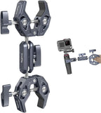 SMALLRIG Double Clamp Mount, Umbrella Clamp, Super Clamp Arm, for Chair, Pole, Tripod, C Stand, Handlebar, All Metal Max Load Capacity 3.5kg