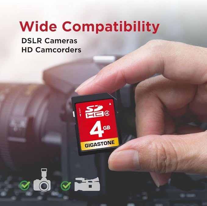 GIGASTONE 4GB SD Card 10-Pack SDHC Class 4 Memory Card for Photo Video Music Voice File DSLR Camera DSC Camcorder Recorder Playback PC Mac POS (Pack of 10)