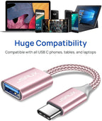 JSAUX USB C to USB 3.0 Adapter [2 Pack], Type C Male to USB Female OTG Cable Compatible with MacBook Pro/Air, iPhone 16 Pro Max/16 Plus/16e/16/15, Samsung Galaxy S25/S24/S23S/22-Pink
