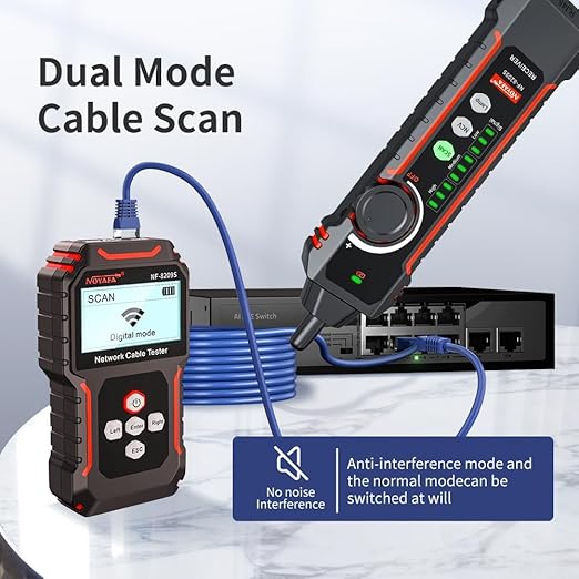 NOYAFA NF-8209S Network Cable Tester, Ethernet Cable Tester with PoE,NCV,Cable Length Test,Port Flashing,Multi-Function Trouble-Free Line Scan Mode,CAT5,CAT6 Line Tracer,LAN Network Cable Tracer Kit