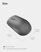 Lenovo 530 Full Size Wireless Computer Mouse for PC, Laptop, Computer with Windows - 2.4 GHz Nano USB Receiver - Ambidextrous Design - 12 Months Battery Life - Graphite Grey