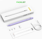 Stylus Pen for iPad 2018-2025: 15 Mins Fast Charging Pencil 1 Generation with Tilt Sensitivity Palm Rejection - Work for iPad Air 3 4 5 M2 M3- Pro 11" 12.9" M4 - Mini 5 6 - iPad 6 7 8 9 10 11 (Purple)