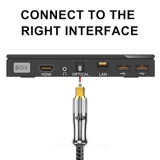 EMK 24K Gold-Plated Optical Audio Cable [11ft/3.6M] - Digital Toslink SPDIF Cable Compatible with Soundbar to TV, Home Theater - High-Speed Fiber Optic Cable (Silver)