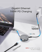 Micro USB C Docking Station Dual HDMI Monitor FORIDA USB C to USB Hub with 1 Gbps Ethernet 100W Power Delivery Micro SD Card Reader for MacBook/Dell/HP/Lenovo ThinkPad/Surface (Silver)