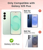 Slim Thin for Samsung Galaxy S25 Plus Case, Compatible with MagSafe, Built-in Camera Lens Protector, Shockproof Protective Phone Case, Soft Electroplated Clear Cover, Rose Gold