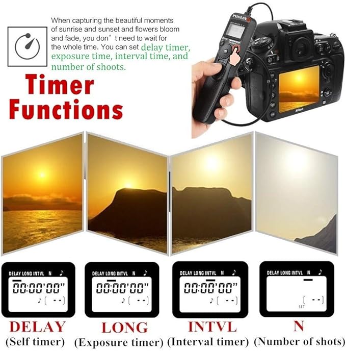 PHOLSY S8 Timer Remote Control Cable with Intervalometer for Sony a1 a9 a9m2 a7 a7M2 a7M3 7RM2 a7RM4 a7S a7SM3 a7SM2 a3500 a6600 a6500 a6100 RX100M5 RX100M6 RX100M7 HX99 HX90 HX350 HX400