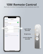 Phone Stand for Recording, Overhead Phone Mount with Light, Selfie Stand,Portable,Extendable,360° Rotate,Adjustable,Wireless Remote,Rechargeable, for 3.5-6.9" Phones, Live Streaming, White