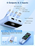 Portable Charger Power Bank 50000mAh Battery Pack, 22.5W Fast Charging PowerBank with Built in Cables,Travel Essential USB-C Portable Phone Charger for iPhone Samsung Pixel Android iPad-Blue
