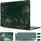 CISSOOK Case for MacBook Air 13 inch 2021 M1 A2337 A2179 A1932, Hard Shell Case+ Keyboard Cover+ Screen Protector for New MacBook Air 13 with Retina Display and Touch ID 2022-2018, Elegant Gold Lotus