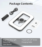 Double-Sided Magnetic Phone Ring Light with Mini Tripod Stand,448 LED 6000mAh Rechargeable RGB Selfie Light for iPhone,Handheld Stabilizer with Light for Magsafe/Phones/Video Recording/Makeup/Photos
